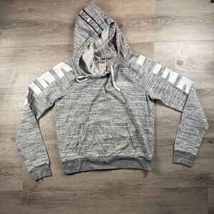 Victoria's Secret PINK Hoodie Womens Medium Gray Pullover Logo Sleeve Graphic